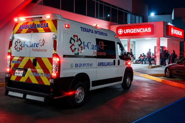 Ambulancia I-Care disponible para atención de urgencias las 24 horas.